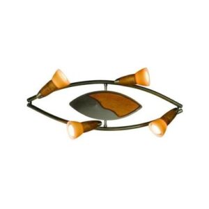 Mennyezeti antik réz fa üveg pezsgő 4x40W E14 R50