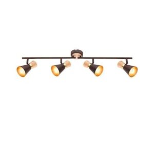 Metál barna és antik arozott fém váz és búra fával kombinálva, lxh:800x160, foglalat típusa:4xE14 25W 230V
