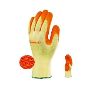 Kesztyű kötött pamut/poliészter 9-es tenyéren narancs latex bevonat