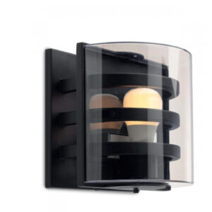 REDO kültéri fali lp.1×70W E27 matt fekete/füstölt polikarbonát b.