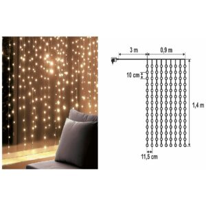 XMAS LEDES FÉNYFÜGGÖNY - 126DB LED MELEGFEHÉR 0,9M X 1,4M, 230V