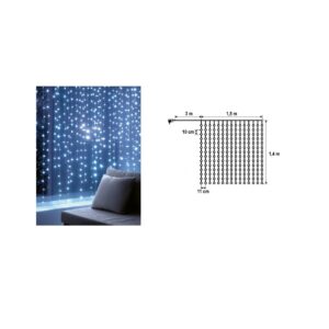XMAS LEDES FÉNYFÜGGÖNY - 210DB LED@ HIDEGFEHÉR 0,9M X 1,4M, 230V