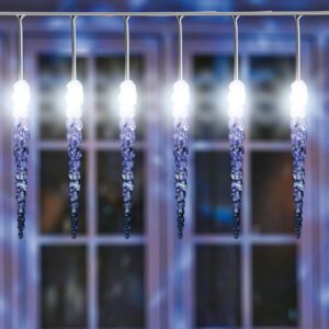 Xmas LED-es jégcsap fényfüzér 7,3x0,25m / 50db hidegfehér LED, 50db jégcsap, fehér vezeték, állófényű, hálózati adapter
