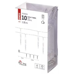 LED JÉGCSAP 10x 1,35M 2x AA@ BELTÉRI HIDEGFEHÉR IDŐZÍTŐ
