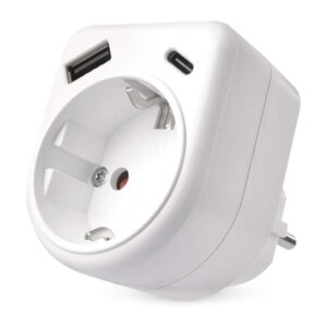 Adaptor 1x,1xUSB-A+1xUSB-C SCHUKO