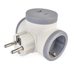 Adaptor 2x,1xUSB-A+1xUSB-C SCHUKO
