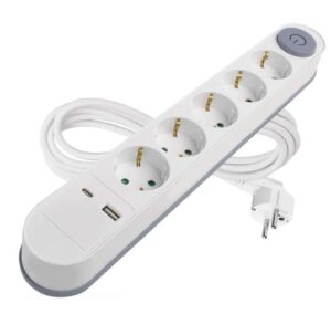 HOSSZABBÍTÓ 5ALJ 3m 1,5mm KAPCS.+USB 1× USB-A + 1× USB-C