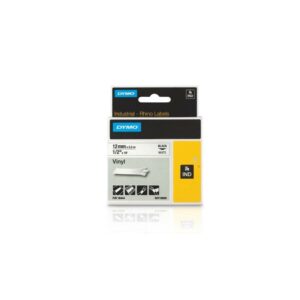 DYMO SZALAG VINYL 12mm FEKETE/FEHÉR