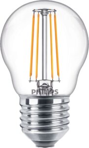 Philips E27 LED 4,3W 470lm 2700K melegfehér kisgömb - 40W izzó helyett