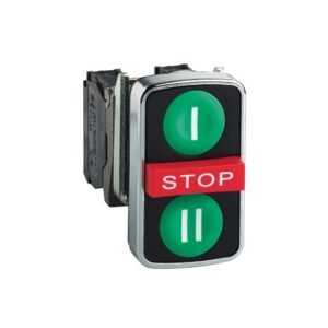 Zöld süllyesztett/Piros /zöld süllyesztett 3 fejű nyomógomb O22 1NO+1NC+1NO