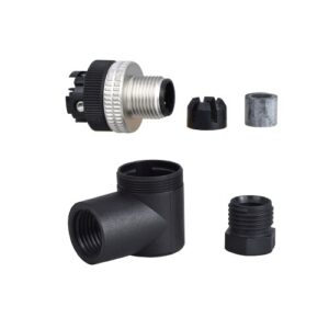 Male, m12, 4-pin, elforduló csatlakozó, tömszelence pg 7