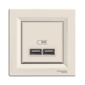 ASFORA dupla USB töltő 2,1A bézs