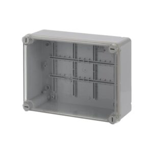 Kötődoboz 220x170x80mm falon kívüli, sima oldalú, IP65, csavaros, átlátszó fedél