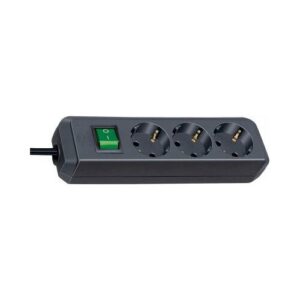Elosztó 3-as kapcsolós 3méter vezetékkel fekete ECO-LINE H05VV-F 3x1,5