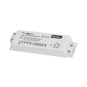 Trafó elektronikus 60VA 230V/12V 60-K fehér IP20 set zárlatvédelemmel