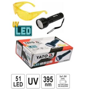 YATO zseblámpa+szemüveg @ uv zseblámpa 51 LED