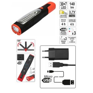 YATO LED ZSEBLÁMPA AKKUS @ ZSEBLÁMPA, 30+7 LED