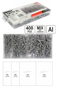 YATO ALU POPSZEGECS KLT. 400DB-OS 2.4 3.2 4.0 4.8 mm