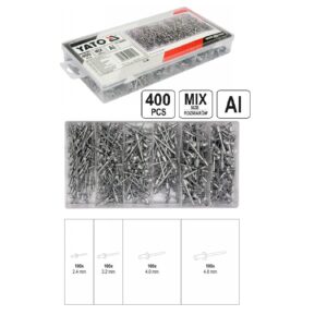 YATO ALU POPSZEGECS KLT. 400DB-OS 2.4 3.2 4.0 4.8 mm