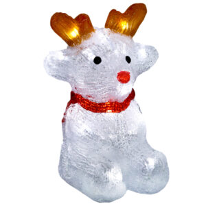 Xmas akril 20 LED őzike kicsi hidegfehér Elem 3xAA