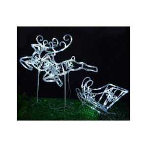 Xmas akril 120 LED szarvasok szánnal hidegfehér IP44