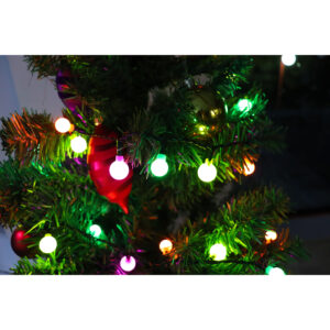 Xmas gömbfüzér mini 8,95 m 120L zöld,narancs,citrom,pink