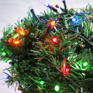 Xmas füzér kültéri programozható 100 LED 15m távirányítós piros, kék, narancs, zöld