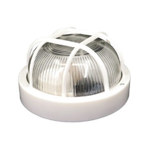 Hajólámpa 60W kerek rácsos IP44 mv-light műanyag lámpatest