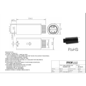 BIZTOSÍTÉK TARTÓ 5x20 CSAVAROS 250V 10A PCB 180° 2p. Stelvio PTF/5