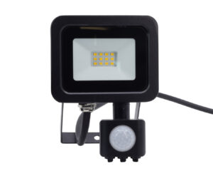 LED fényvető/reflektor mozgásérzékelővel 10W  4000K 900lm fekete, lapos kivitel