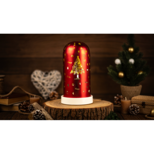 LED karácsonyi bura, fenyő, üveg, elemes (X25008)