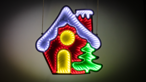 LED karácsonyi tükördísz , házikó, USB (X25014)