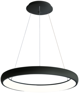 LED függesztett lámpa, gyűrű forma, fekete, távirányítós