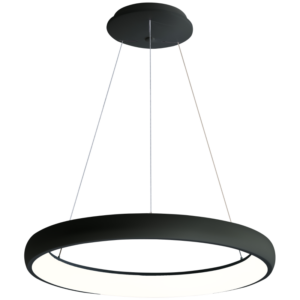 LED függesztett lámpa, gyűrű forma, fekete, távirányítós