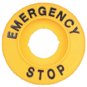 EMERGENCY STOP lap, magasított