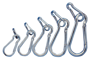 Karabiner, rugós, acél