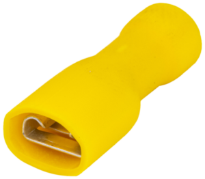 Teljes szigetelésű rátolható csatl. hüvely, sárgaréz, sárga
