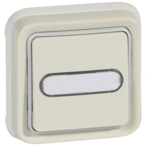 Legrand 069864 Plexo 55 süllyesztett 1P nyomó N/C jelzőfénnyel, címketartóval, komplett, fehér – Készlet erejéig!!!