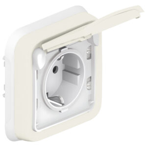 Legrand 069869 Plexo 55 süllyesztett 2P+F csatlakozóaljzat csapfedeles, csavaros, komplett, fehér