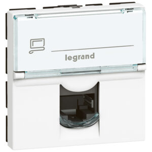 Legrand 076592 Program Mosaic RJ45 informatikai csatlakozóaljzat, 1xRJ45 árnyékolt (FTP) Cat6, 2 modul széles, 90 fokban elforgatott, energiaoszlophoz, fehér
