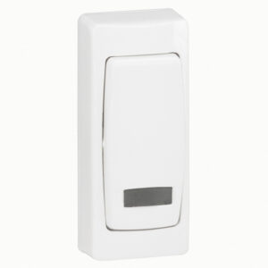 Legrand 086087 Oteo 106 (101) keskeny váltó- és egypólusú kapcsoló fényjelzős billentyűvel, glimm nélkül falon kívüli, fehér, kerettel