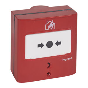 Legrand 138069 Kézi jelzésadó tűzérzékelő és tűzjelző rendszerekhez, egyműveletes, piros RAL 3000, 1 váltóérintkezővel 5A 24V=, IP30 IK07