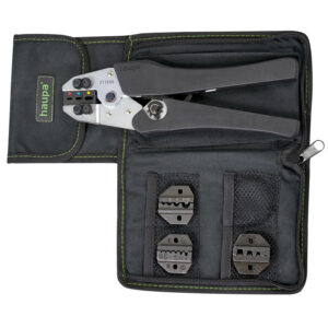 HAUPA 211692 Présfogó szett X-Crimp (tartalma:211690 fogó, + 210763/E, 210764/E, 210765/E, 210761/E betétek)