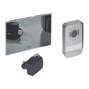 Legrand 369220 2 vezetékes színes videó kaputelefon szett, 1 vagy 2 lakásos, 7"-os fekete,tükör hatású beltéri egységgel