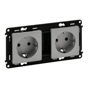 Legrand 753322 Valena Life 2x2P+F sínezett csatlakozóaljzat biztonsági zsalus (GYV), rugós, alumínium – Készlet erejéig!!!